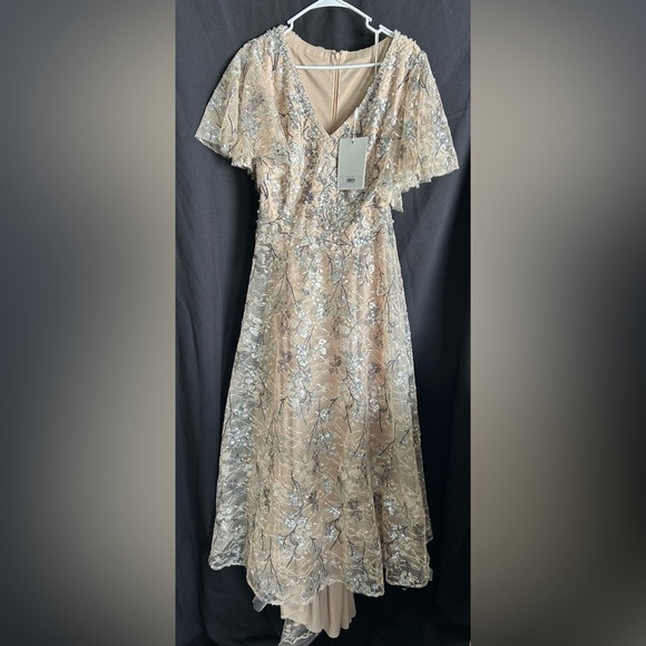 Mac Duggal 20473 NWT V Neck Flutter Sleeve A Line Embellished Dress - Picture 2 of 7